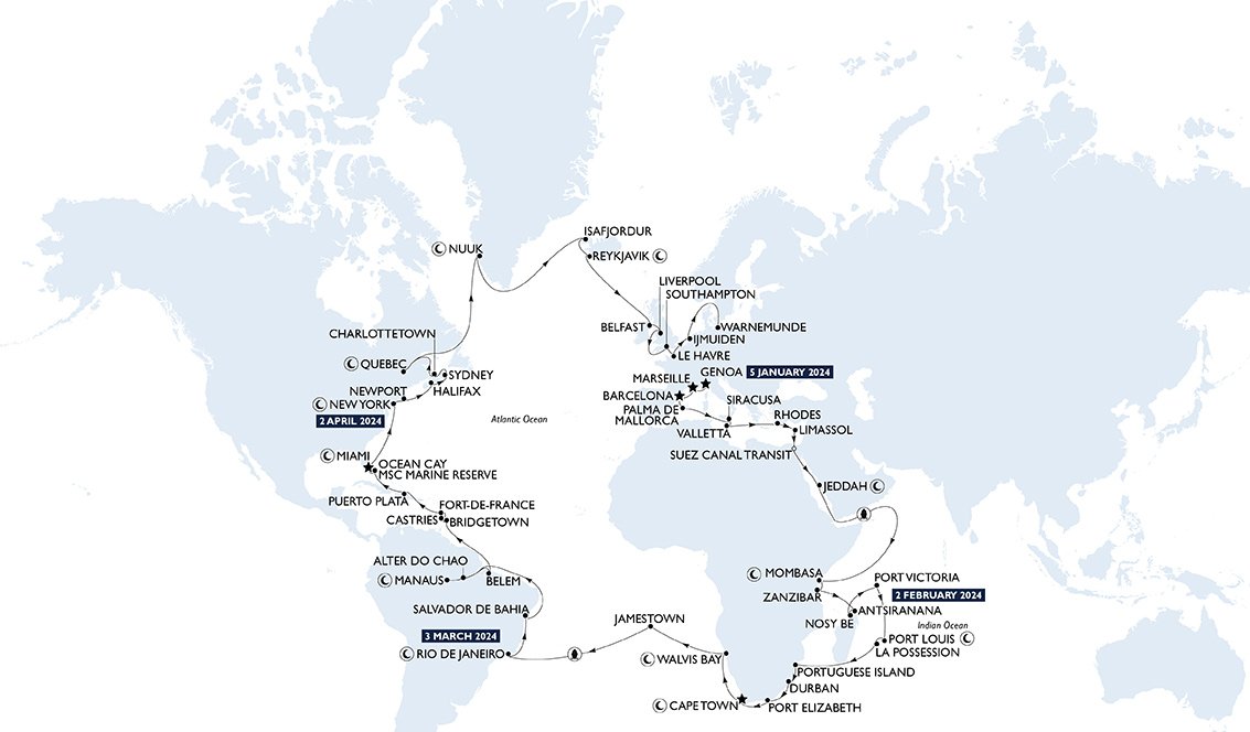 MSC World Cruise 2024 MSC Cruises