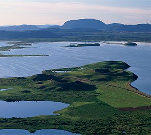 The craters at Skutustadir  or Lake Myvatn