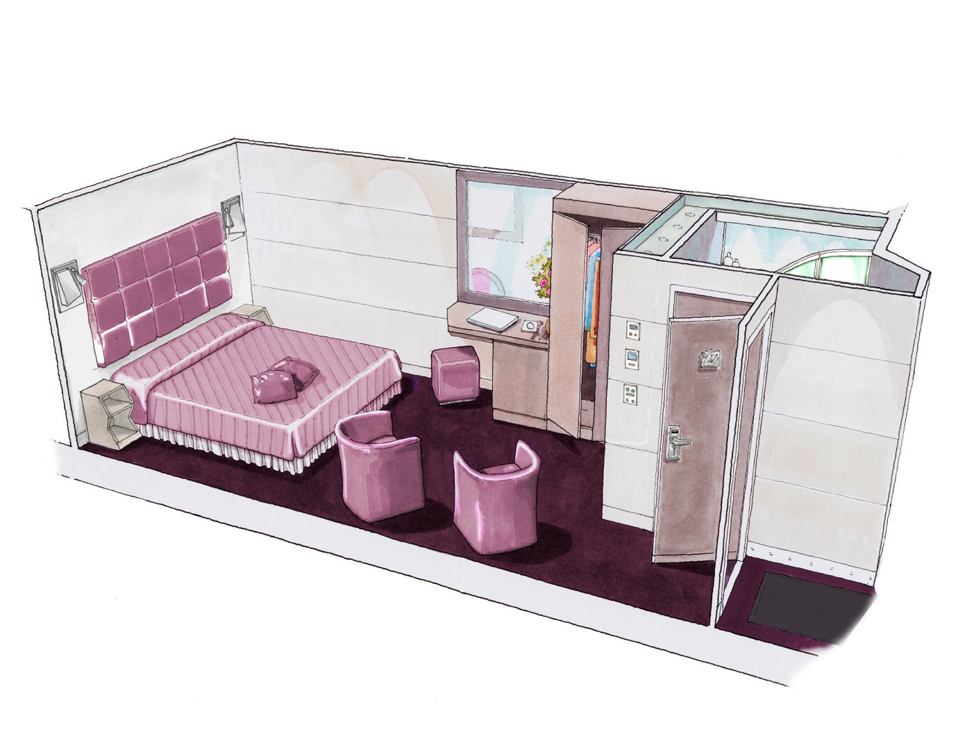 MSC Grandiosa Cabin: Interior 06 3d